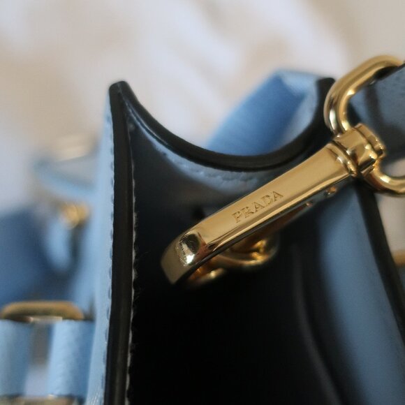 Authentic Prada Celeste Saffiano Lux Logo Embossed Small Crossbody Tote Handbag - Picture 13 of 16